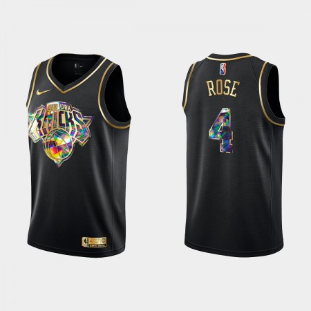 Canotte Uomo New York Knicks Derrick Rose 4 Nike 2021-22 Nero Golden Edition 75th Anniversary Diamond Swingman